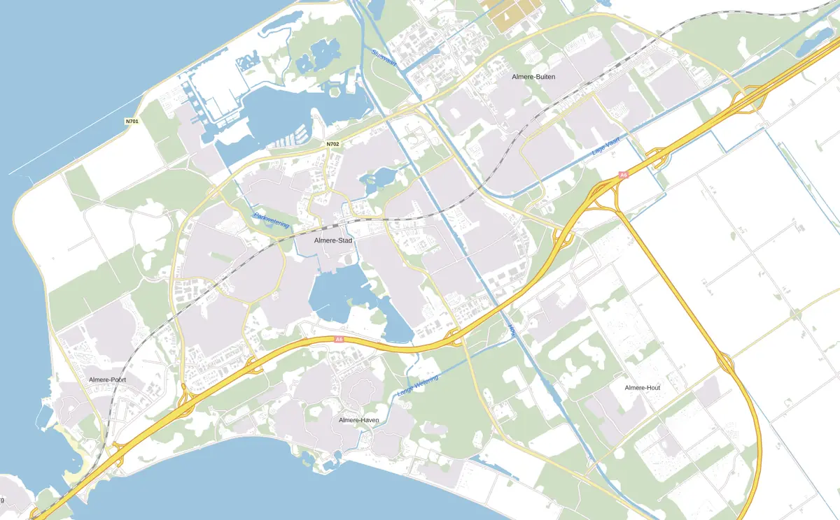 Kaart van Almere met de wijken waar onze monteurs komen