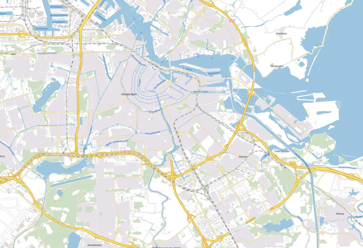 Kaart van Amsterdam met de wijken waar onze monteurs komen