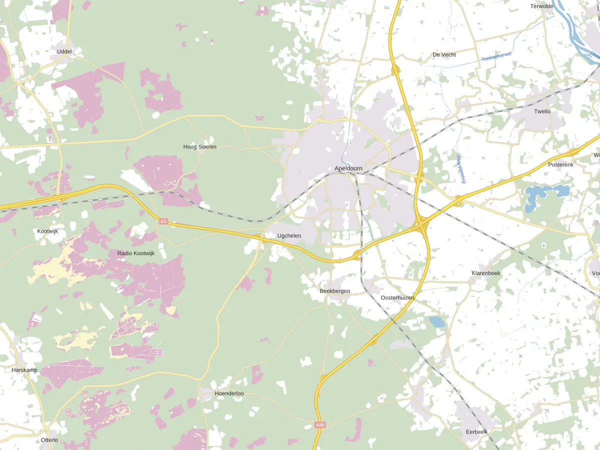 Kaart van Apeldoorn met de wijken waar onze monteurs komen