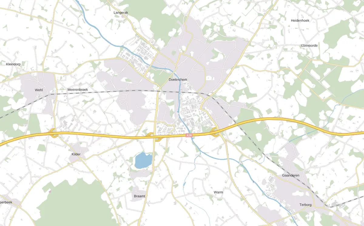 Kaart van Doetinchem met de wijken waar onze monteurs komen