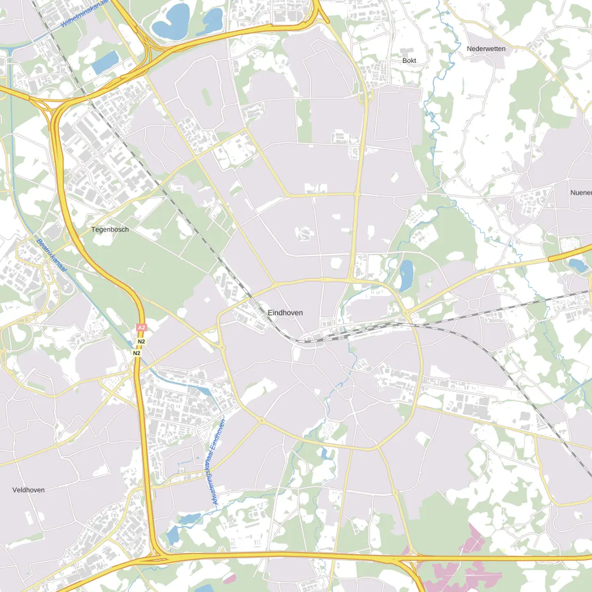 Kaart van Eindhoven met de wijken waar onze monteurs komen