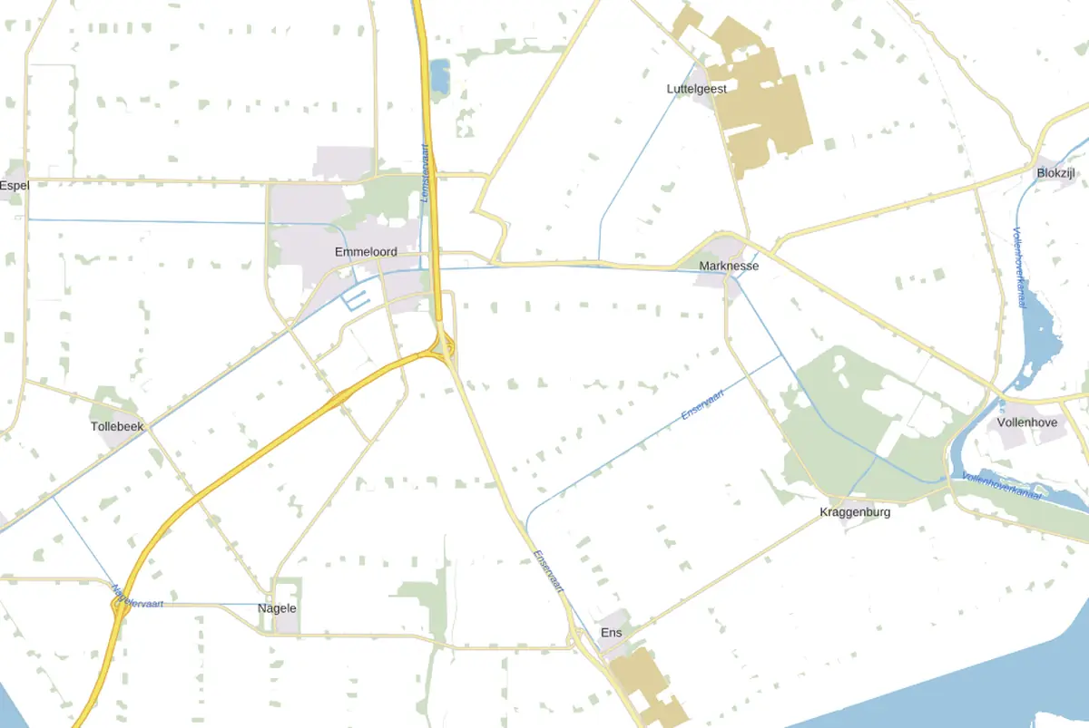 Kaart van Emmeloord met de wijken waar onze monteurs komen