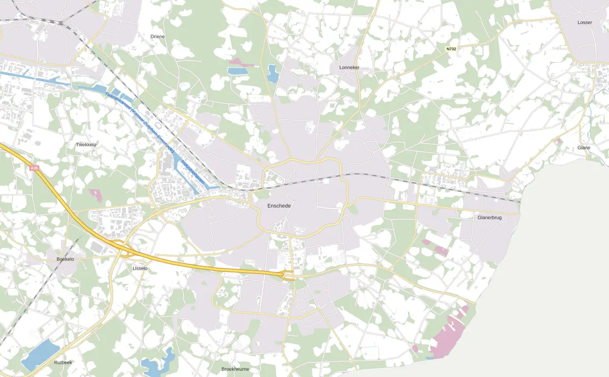Kaart van Enschede met de wijken waar onze monteurs komen