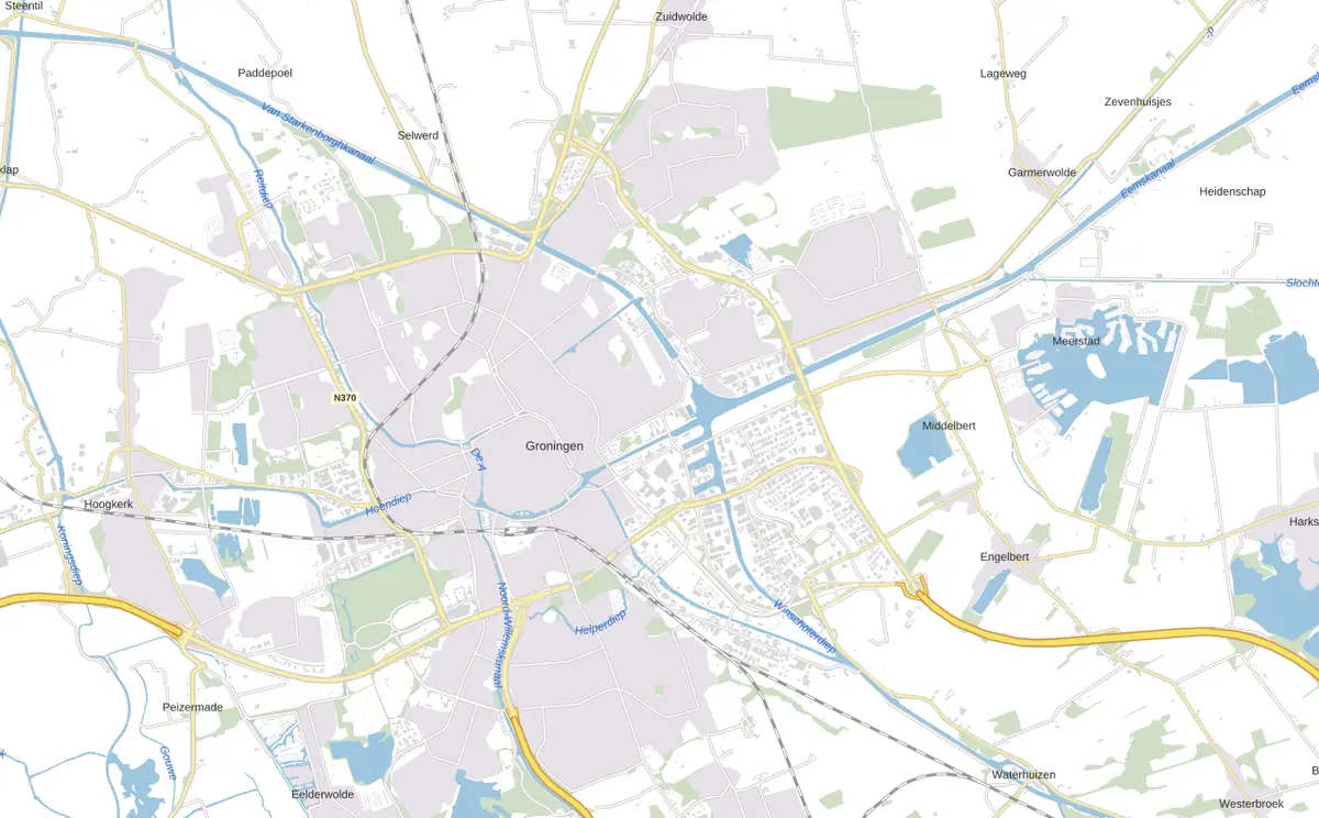 Kaart van Groningen met de wijken waar onze monteurs komen