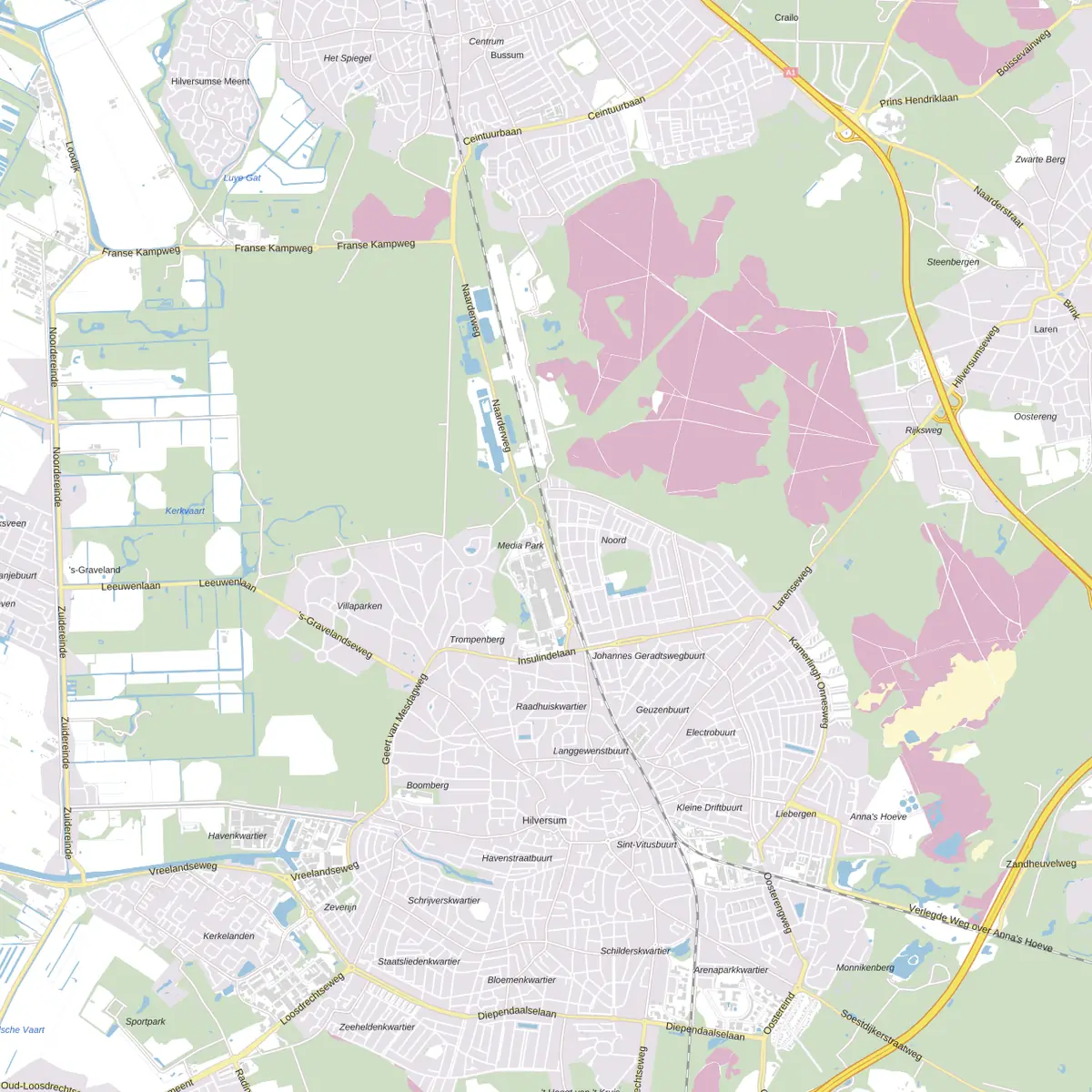 Kaart van Hilversum met de wijken waar onze monteurs komen
