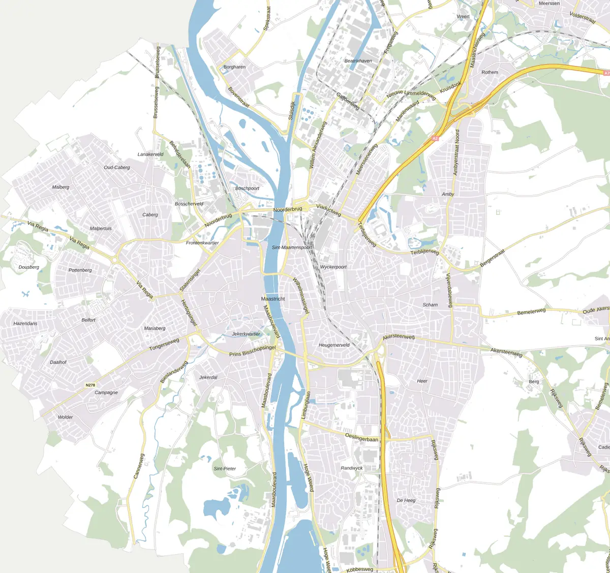 Kaart van Maastricht met de wijken waar onze monteurs komen