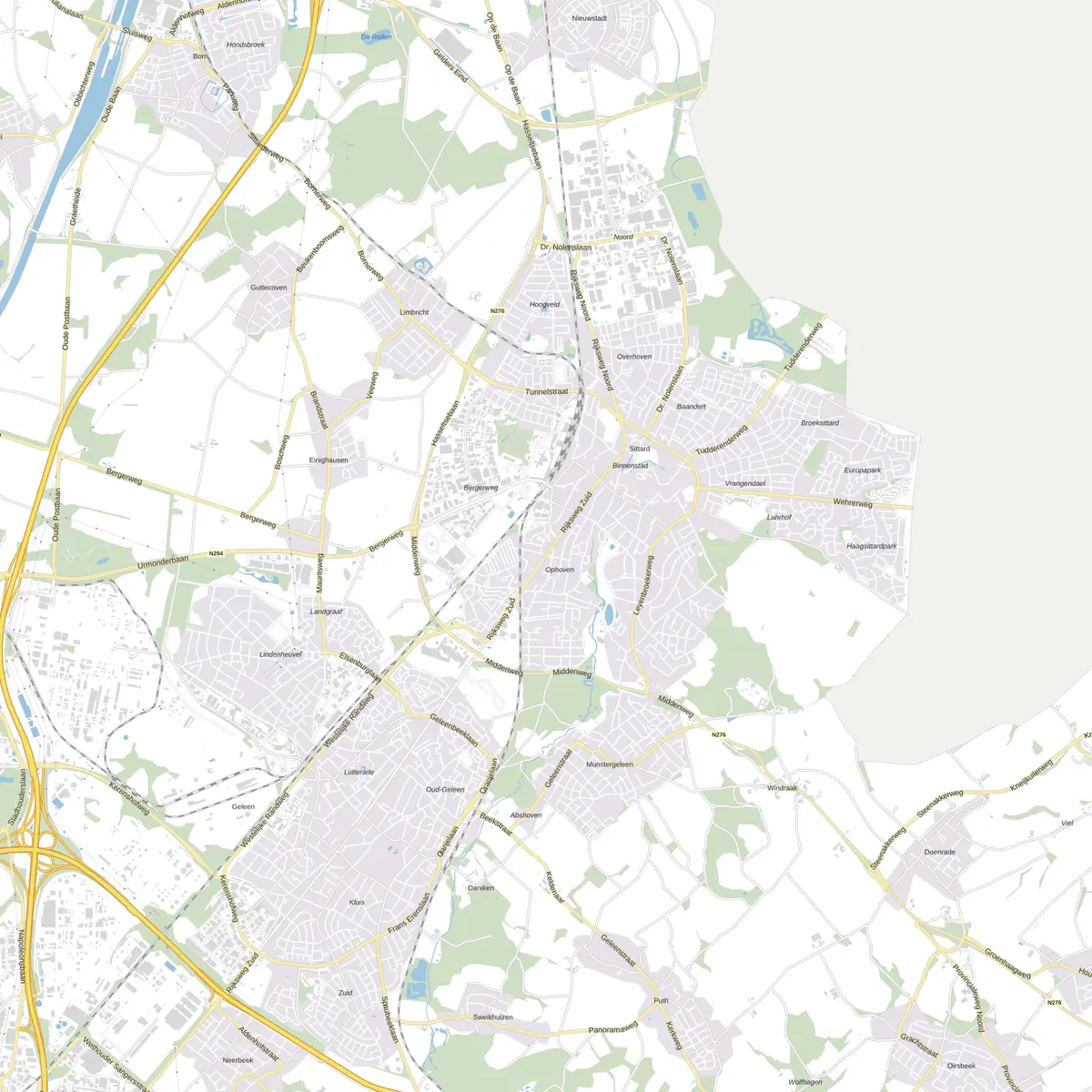 Kaart van Sittard-Geleen met de wijken waar onze monteurs komen