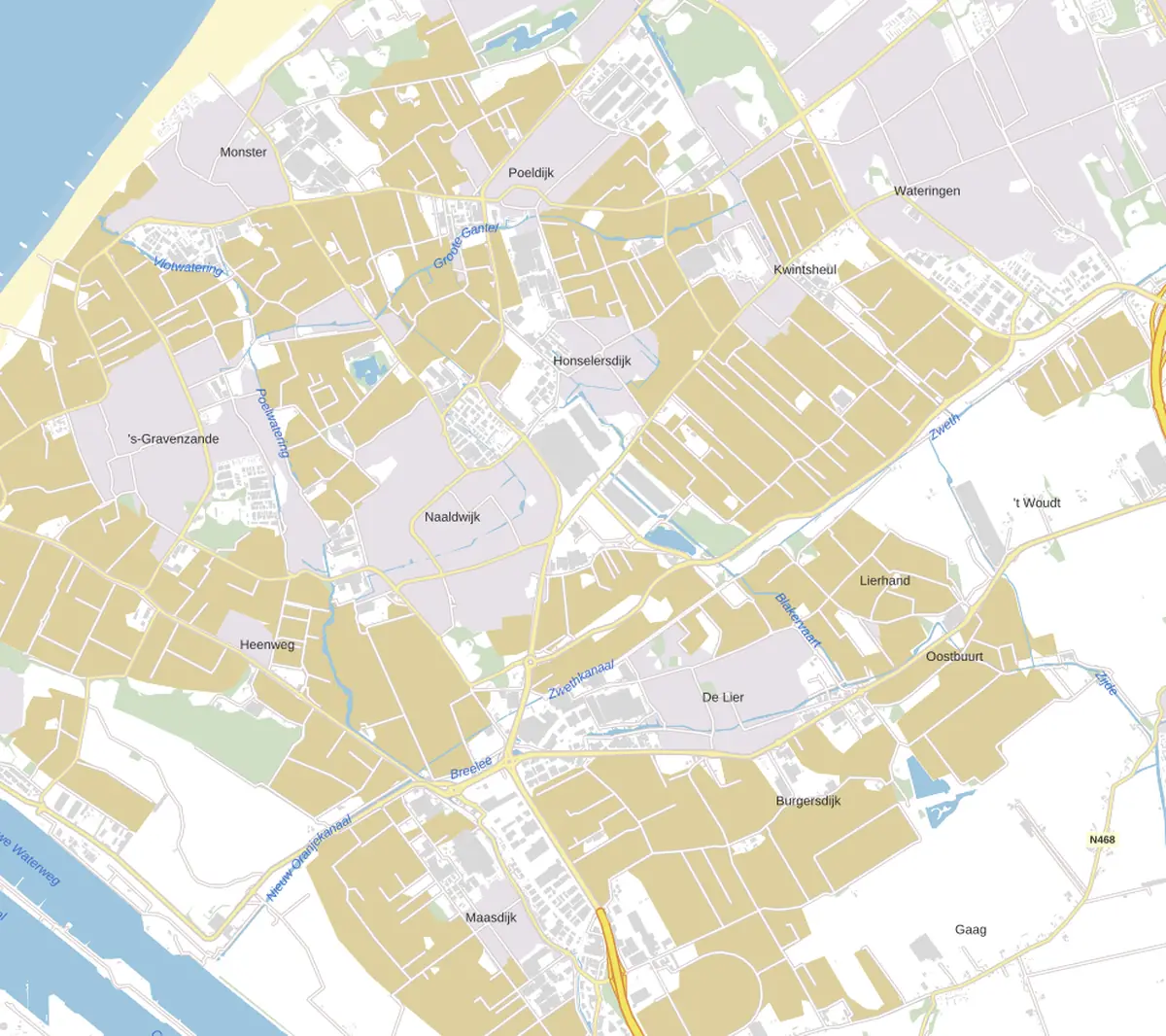 Kaart van Westland met de wijken waar onze monteurs komen